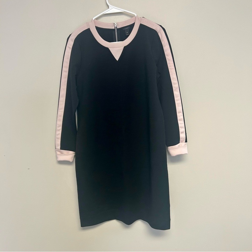 J‎ Crew Modern Sporty Pink Black Stripe Wool Blend Knit Dress 00